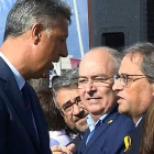 El presidente de la Generalitat Quim Torra y el líder del PP Xavier García Albiol duarnte la tensa discusión en Cambrils. EFE/ TV