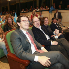 Mañueco, Herrera y Cirac, ayer, en el mitin del PP de Salamanca.