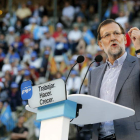 Rajoy durante su intervención en el mitin de Valencia.
