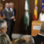 José Antonio Griñán y Manuel Chaves, en la toma de posesión de Díaz el pasado sábado.