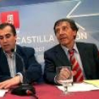 El alcalde de Aranda y el secretario general del PSCyL-PSOE, en el transcurso de la rueda de prensa