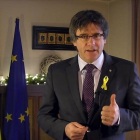 Carles Puigdemont, durante su mensaje de fin de año desde Bruselas.