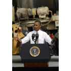 Obama, durante su discurso de ayer.