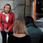 Nadia Calviño, vicepresidenta económica, en una comparecencia ante la prensa. JUAN CARLOS HIDALGO