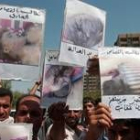 Manifestación de chiíes en protesta por la ejecución de cinco personas sin juicio previo