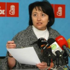 La procuradora socialista Ángela Marqués, en una imagen de archivo en la sede del PSOE en Ponferrada