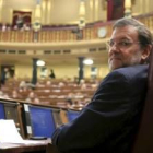 Mariano Rajoy, en su escaño del Congreso de los Diputados durante el pleno de ayer