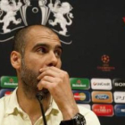 Guardiola, durante la rueda de prensa previa al entrenamiento en el Camp Nou.