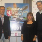López Benito, Isabel Carrasco y Carlos Cueto, en la presentación de la Copa Diputación de golf.