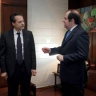 Manuel Martín Granizo y Juan Vicente Herrera, momentos antes de la reunión que mantuvieron ayer