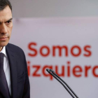 El líder del PSOE, Pedro Sánchez, en una rueda de prensa la semana pasada. EMILIO NARANJO