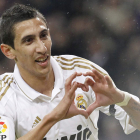 El argentino Ángel Di María celebra el tercer gol del Real Madrid al Villarreal.
