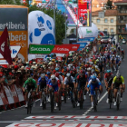 Llegada a Cistierna de La Vuelta ciclista a España. F. OTERO PERANDONES