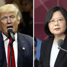 Donald Trump, presidente de EEUU, y Tsai Ing-wen, su homóloga de Taiwán.