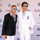 Rafael Medina junto a su socio en el desfile de la marca Scalpers, durante la pasada edición del 080 Barcelona Fashion.