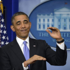 Obama en su comparecencia en la Casa Blanca.