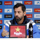 Quique Sánchez Flores, en una rueda de prensa del Espanyol.