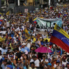 Manifestantes contra Maduro, este sábado en Caracas.
