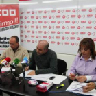 Los representantes de Comisiones y UGT, ayer.