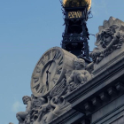 Detalle de la fachada del Banco de España en la Plaza de Cibeles, en Madri