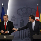 Erdogan y Rajoy, ayer, en rueda de prensa.