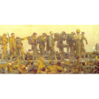 Imagen del célebre cuadro de John Singer Sargent sobre los soldados gaseados en la I Guerra Mundial, portada del libro de Carlos Fidalgo.