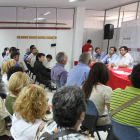 Momento de la reunión del PSOE provincial con Óscar López en Trobajo del Camino.