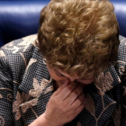 La presidenta suspendida del Brasil, Dilma Rousseff, acude a la última sesión debate del juicio político que debe determinar si continúa o no en el poder.