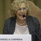 Manuela Carmena durante su intervención en el Vaticano.