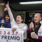 Celebracion del gordo del Sorteo de Navidad.