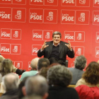 José Luis Escrivá, ministro de Inclusión, Seguridad Social y Migraciones, esta tarde de miércoles en su acto político en León. MARCIANO PÉREZ