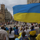 Imagen de la concentración a favor de Ucrania y contra la invasión rusa. FERNANDO OTERO