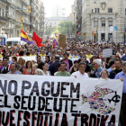 Manifestación contra la política de la Troika ayer, en Barcelona.