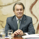 El presidente de la Generalitat en funciones, Mas, durante la reunión del gobierno catalán.
