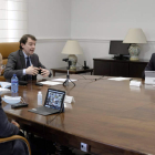 Francisco Igea, el presidente Alfonso Fernández Mañueco y Ángel Ibáñez, en la reunión de ayer. JCYL