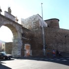 Vista del tramo de muralla tardorromana ahora consolidado y recrecido, una vez finalizados los trabajos.