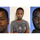 Tres de los cuatro detenidos por matar a los dos policías. De izquierda a derecha, Marvin Banks, Joanie Calloway y Curtis Banks.