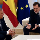Antonio Tajani y Mariano Rajoy, durante la reunión que han mantenido ambos este viernes en la Moncloa.