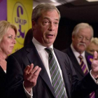 Farage, el líder del UKIP británico, al día siguiente de las elecciones europeas, el 26 de mayo en Londres.
