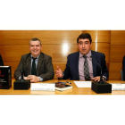 Ernesto Escapa, José Antonio Vázquez Taín, Pablo Lago y Juan Carlos Suárez Quiñones, en la presentación de ‘Santiago. La leyenda del santo oculto’, en el Club de Prensa.