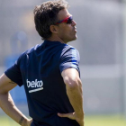 Luis Enrique, en un entrenamiento del Barça