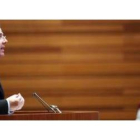 El presidente Juan Vicente Herrera, en un momento de su intervención ante el Pleno de las Cortes de