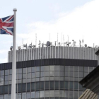 Vista de la torre Milibank, sede de la corresponsalía británica de la cadena RT, antigua Russia Today, en Londres, este lunes.