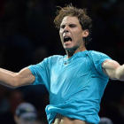 Nadal, eufórico tras ganar a Wawrinka en la Copa Masters de Londres y asegurarse el número 1 a final de temporada.