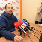 Ursicino Sánchez, en la sede de CC.OO., al término de la asamblea con los trabajadores.