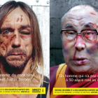 Los dos carteles de la campaña contra tortura Amnistía Internacional Bélgica contra la tortura.