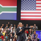 El presidente de Estados Unidos, Barak Obama, ayer en Johannesburgo.