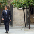 Mas, ayer, a su llegada a la reunión semanal del gobierno catalán.