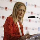 La presidenta de Madrid, Cristina Cifuentes, en una intervención pública reciente en un desayuno informativo en Madrid.
