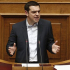 Tsipras en su primer discurso en el parlamento griego como primer ministro.